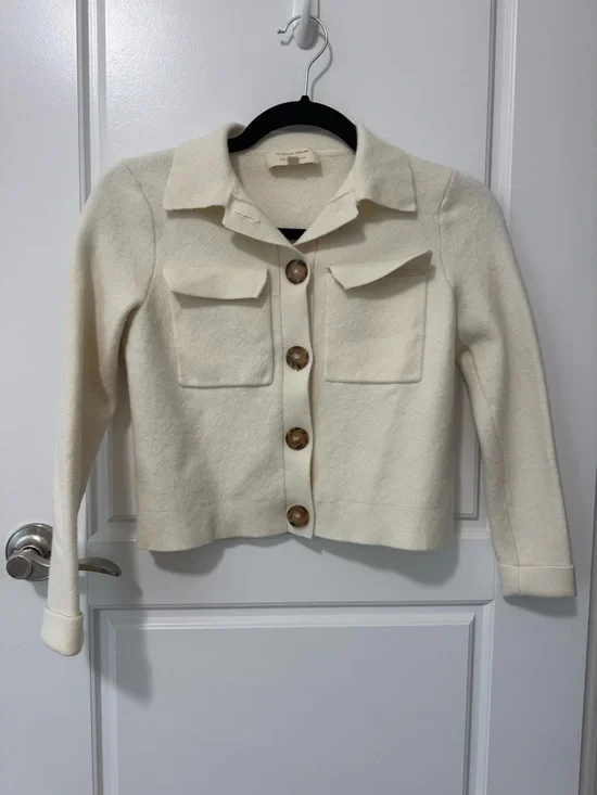 Sezane Cream Button-Front Cardigan Jacket - Picture 2 of 7
